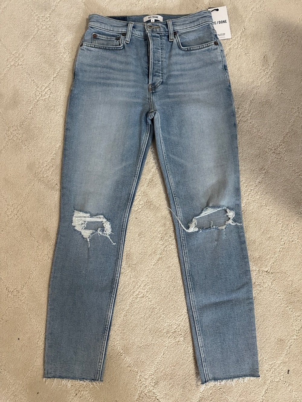Re/Done High-Rise Light Blue Distressed Jeans